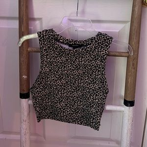 leopard cropped tank
